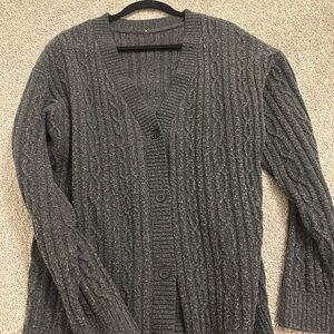 ALO Yoga Women's Cable-Knit Button-Front Cardigan - Charcoal